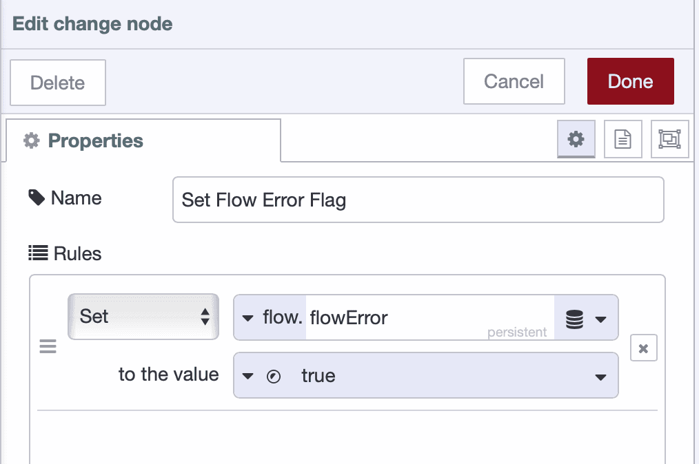 Change node setting error flag when transmission fails
